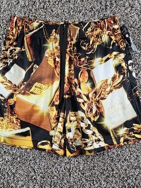 Ethika Mens Sz L Mesh Athletic Shorts Gold Slug Print